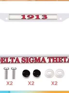 🆕 Delta Sigma Theta Red Letter License Plate Frame with 1913 Accent